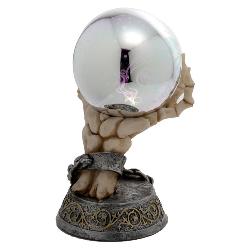 MANO DI SCHELETRO CHE TIENE UNA SFERA A LED